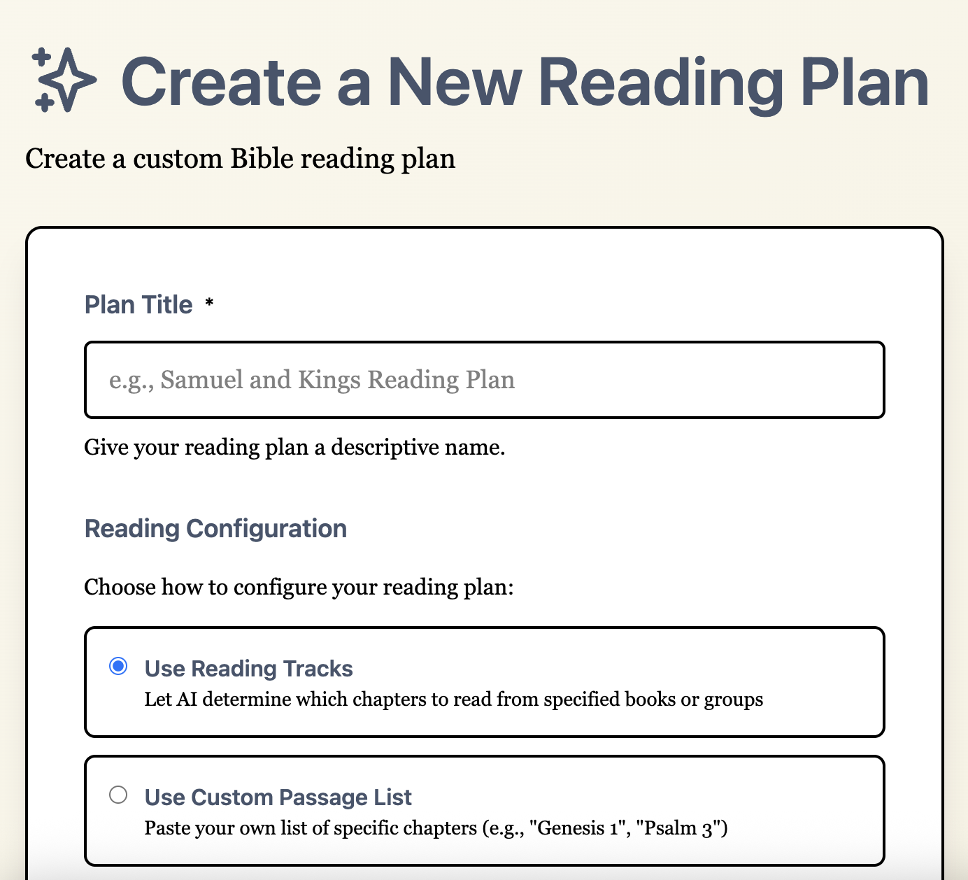 Custom Reading Plans